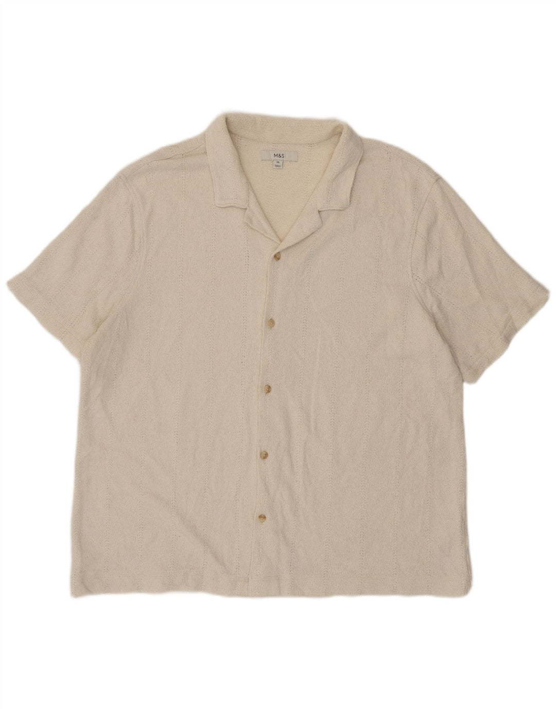 Marks & Spencer Mens Short Sleeve Shirt 2XL Off White Cotton