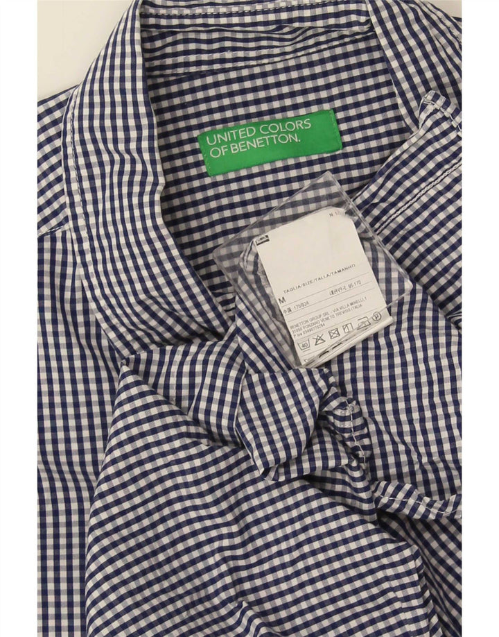 Benetton Herreskjorte Medium Blue Gingham Cotton