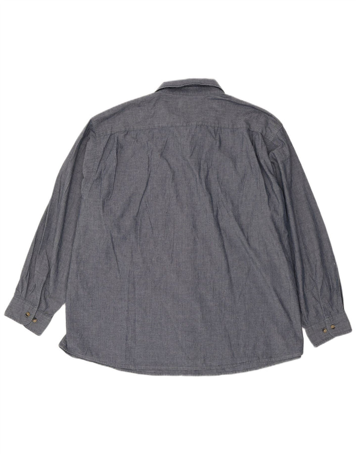 WRANGLER Herrenhemd 3XL Marineblau aus Baumwolle