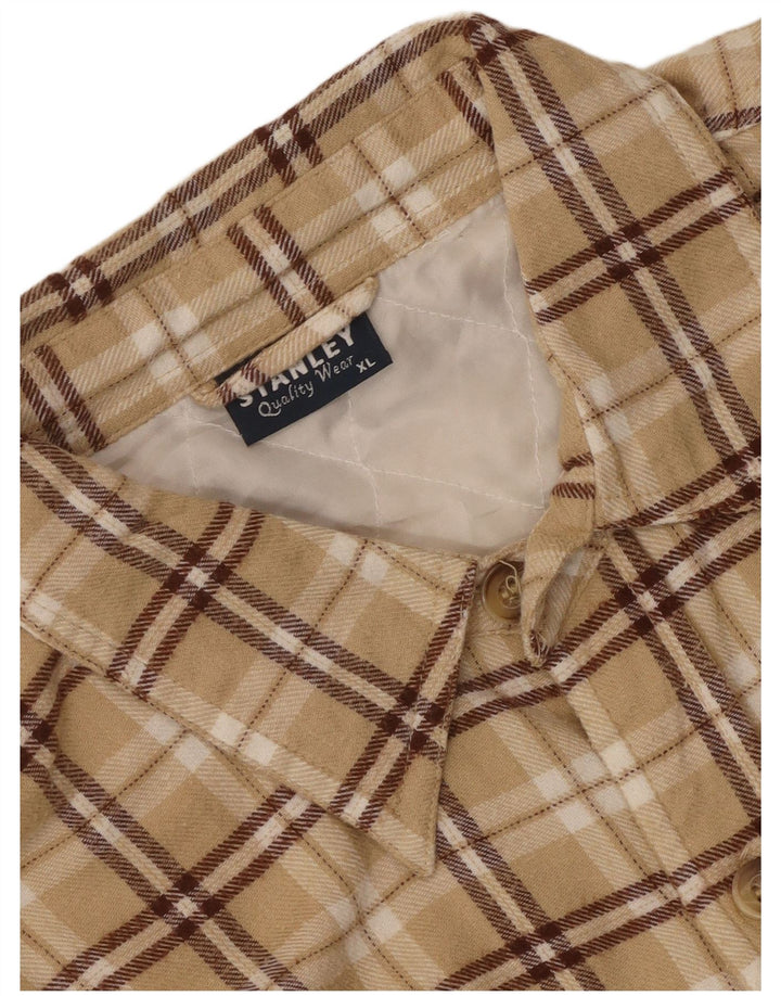 Camicia da uomo in flanella da boscaiolo Stanley XL a quadri beige