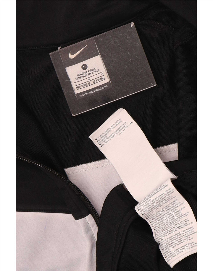 Nike Boys Tracksuit Top Jacket 12-13 Years Large Black Colourblock