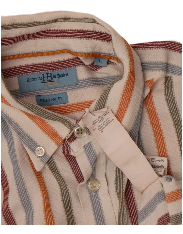 Camicia da uomo Regular Fit Harmont & Blaine, cotone a righe grandi multicolori