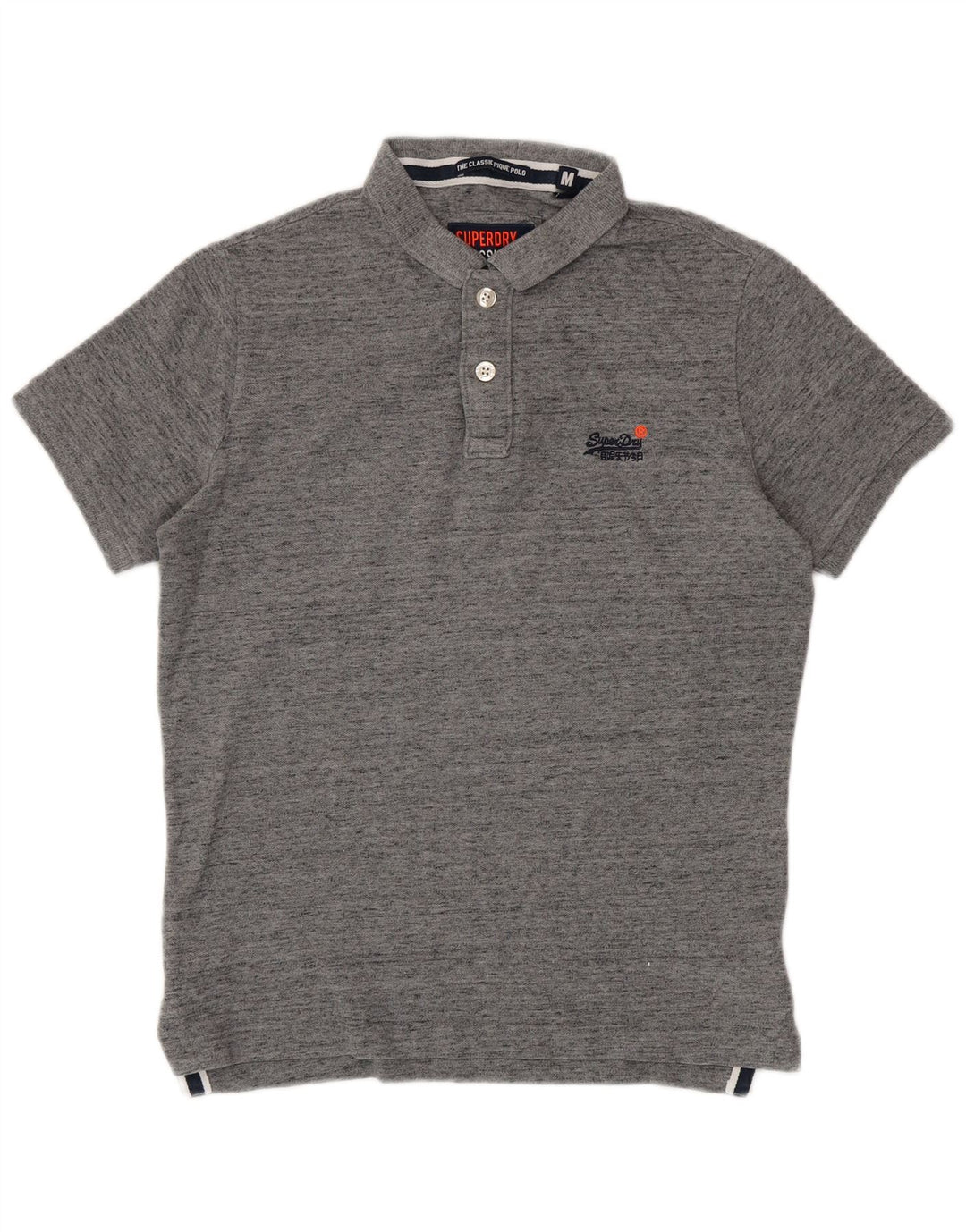 Superdry Polo Homme Gris Moyen Moucheté Coton