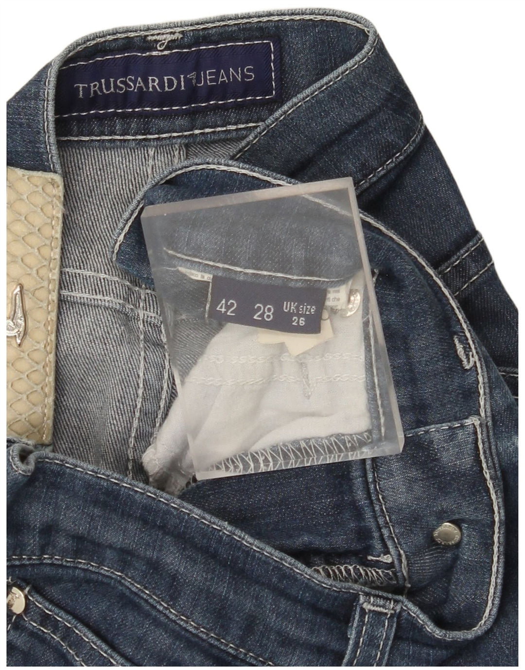 Jeans Dritti Donna TRUSSARDI W26 L30 Blu Cotone