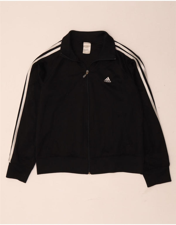 Adidas Womens Tracksuit Top Jacket UK 16 Large Black Polyester