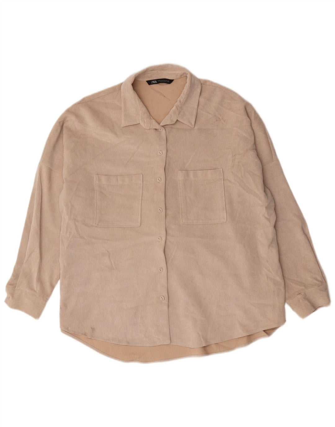 Zara Femme Chemise Oversize UK 18 XL Beige Polyester