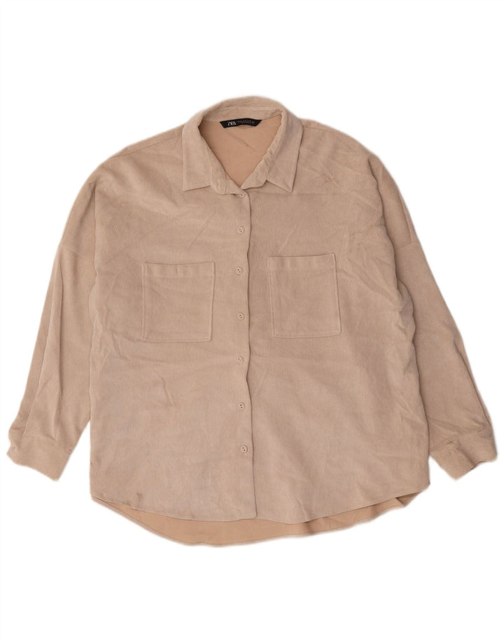 Zara Femme Chemise Oversize UK 18 XL Beige Polyester