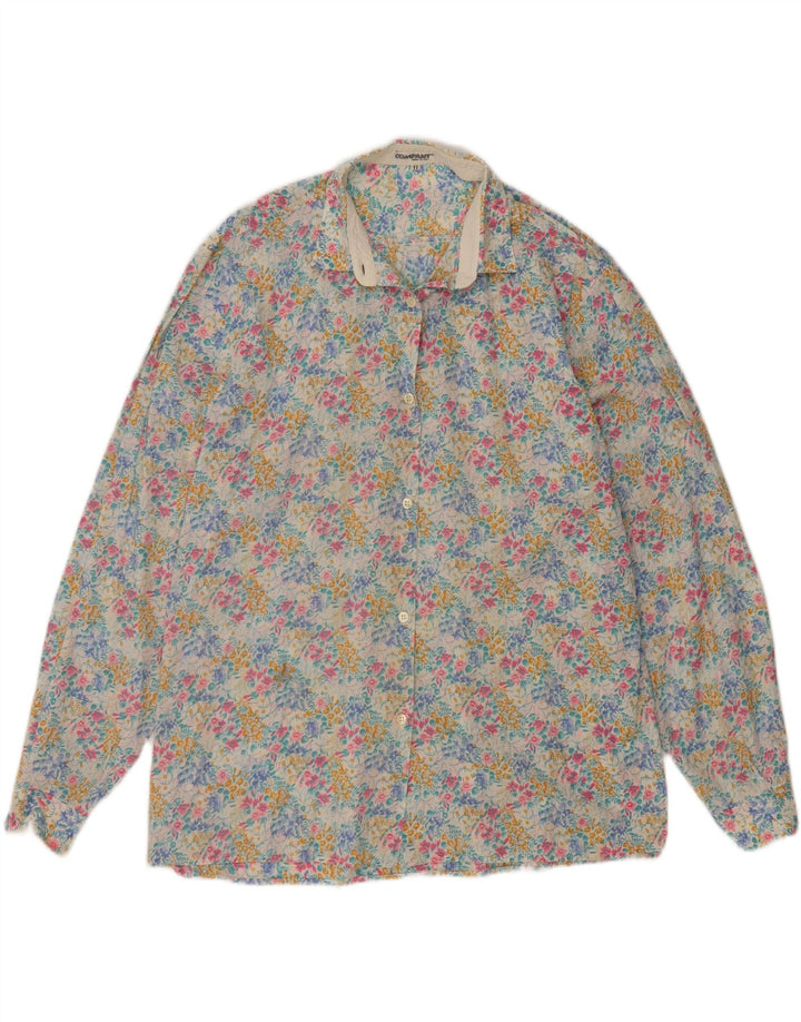 VINTAGE Womens Shirt UK 14 Large Multicoloured Floral Vintage Vintage and Second-Hand Vintage from Messina Hembry 