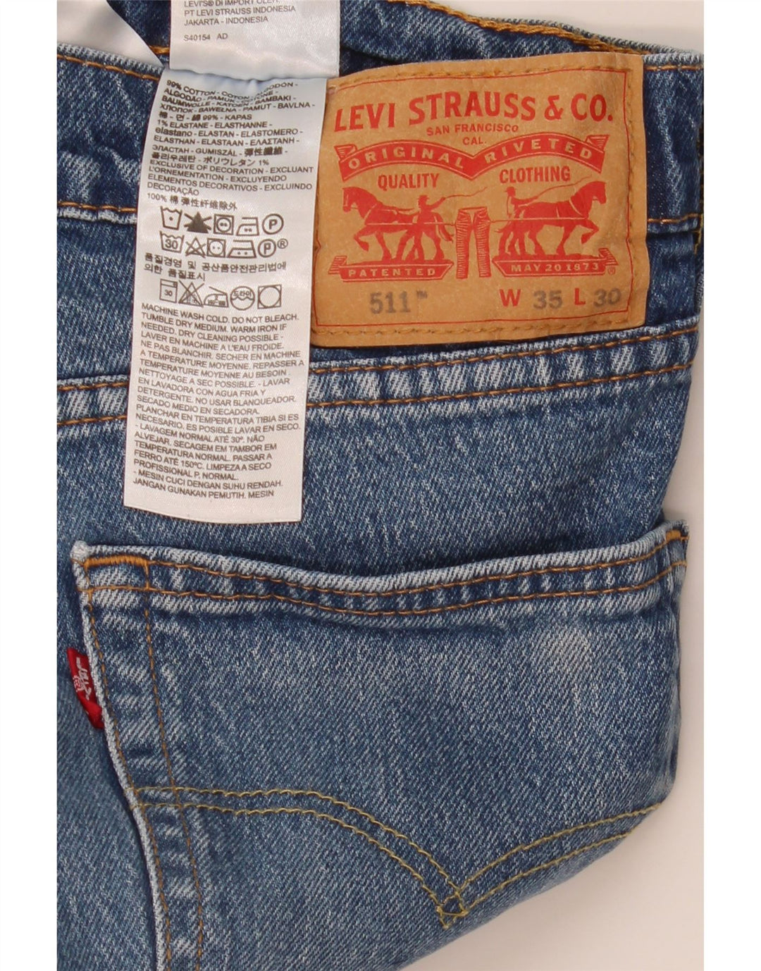 Jeans Levi's Uomo 511 Slim W35 L30 Cotone Blu