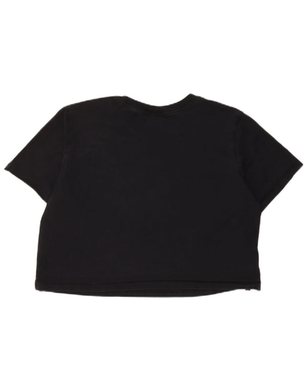 Nike Womens Crop Graphic T-Shirt Top UK 16 Large Black Cotton