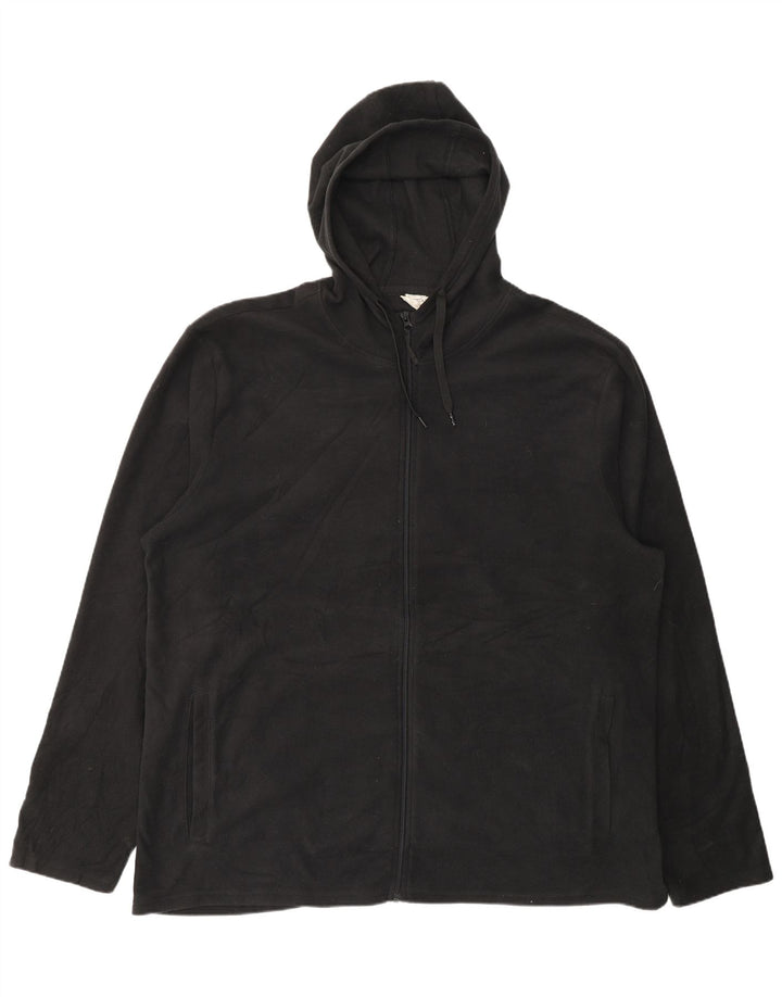 Mountain Warehouse Mens Hooded Fleece Jacket UK 46 3XL Black Polyester
