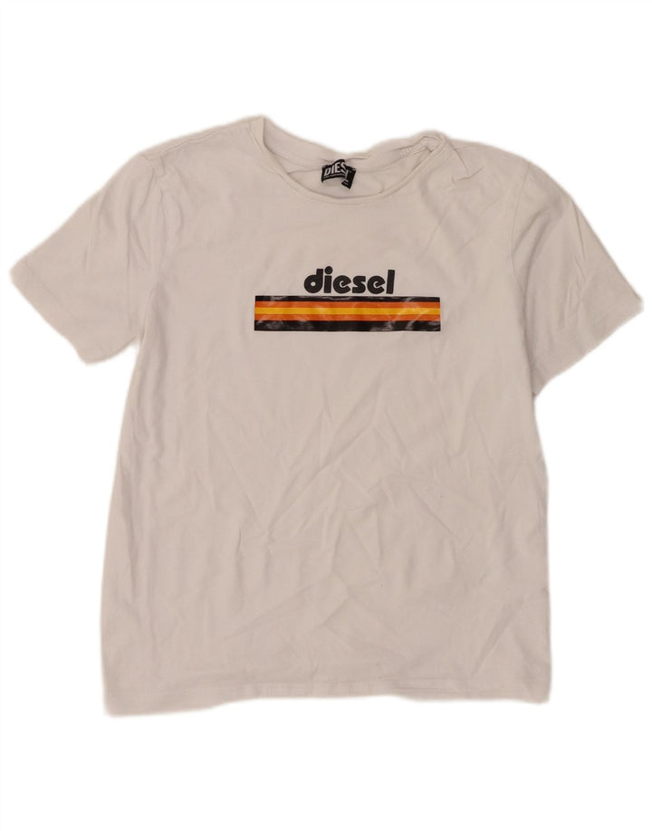 Diesel Womens Graphic T-Shirt Top UK 14 Large White