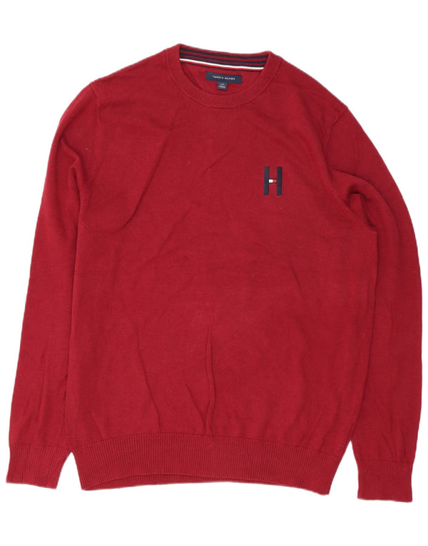 Tommy Hilfiger Herre Crew Neck Jumper Sweater Large Bourgogne Bomuld