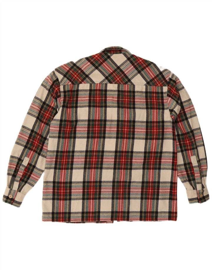 Vintage Herren Flanellhemd IT 50 Mittelrot karierte Wolle