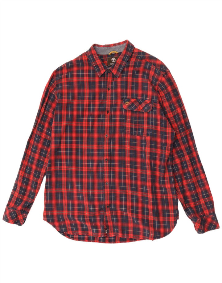 Timberland Mens Slim Fit Shirt 2XL Red Check Cotton