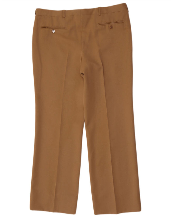 Vintage Mens Straight Suit Trousers W36 L30 Beige