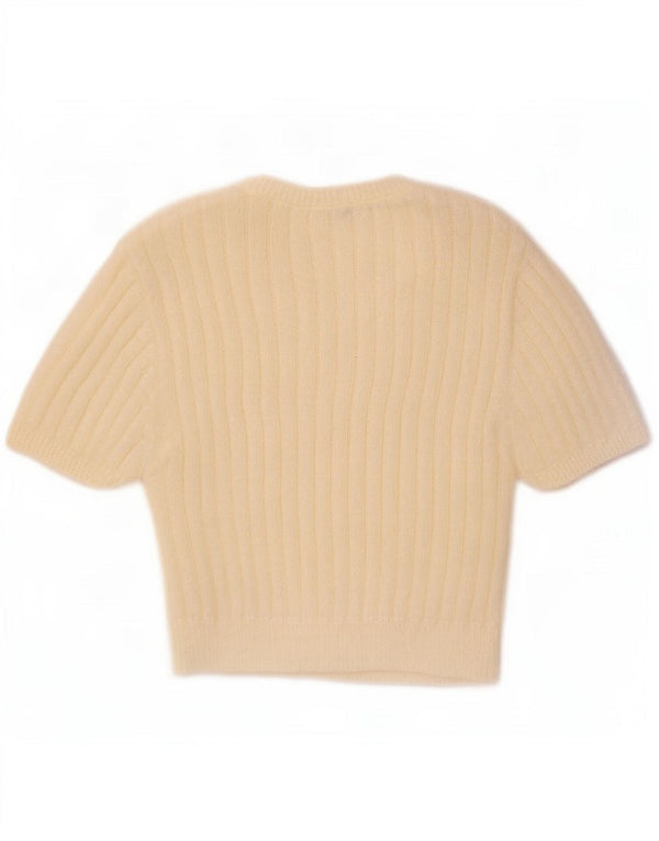 Zara Womens Crop Boat Neck Jumper Sweater UK 14 Large Off White