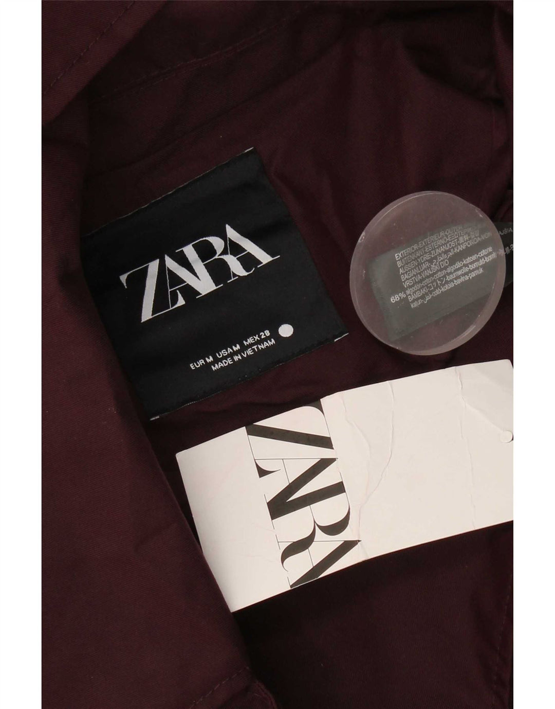 Zara Womens Hooded Oversized Bomber Jacket UK 14 Medium Burgundy Cotton