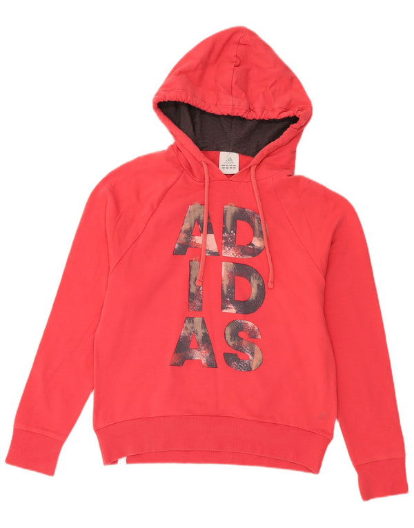 Женский джемпер с капюшоном Adidas UK 14, средний красный, хлопок