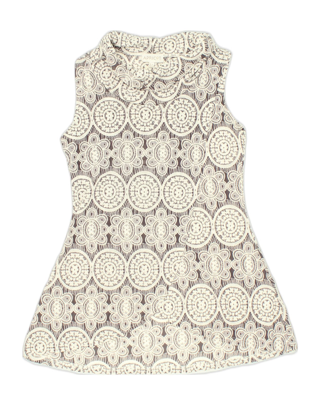 VINTAGE Womens Sleeveless Tunic Top UK 8 Small Grey Floral Polyester | Vintage Vintage | Thrift | Second-Hand Vintage | Used Clothing | Messina Hembry 