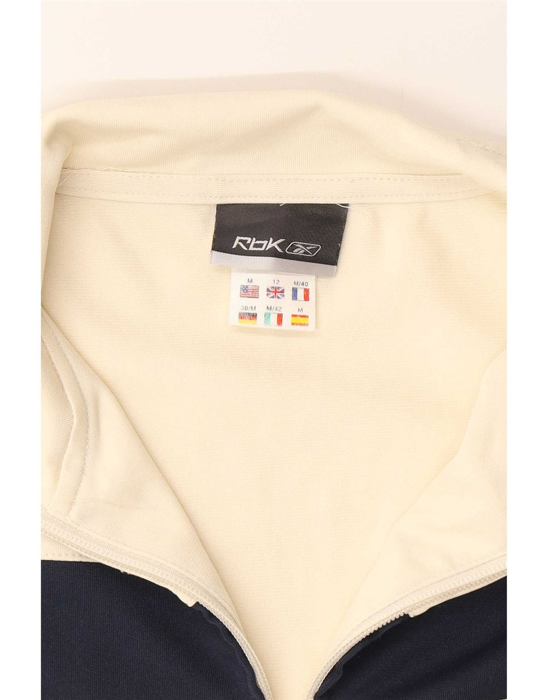 Reebok Womens Tracksuit Top Jacket UK 12 Medium Off White Colourblock