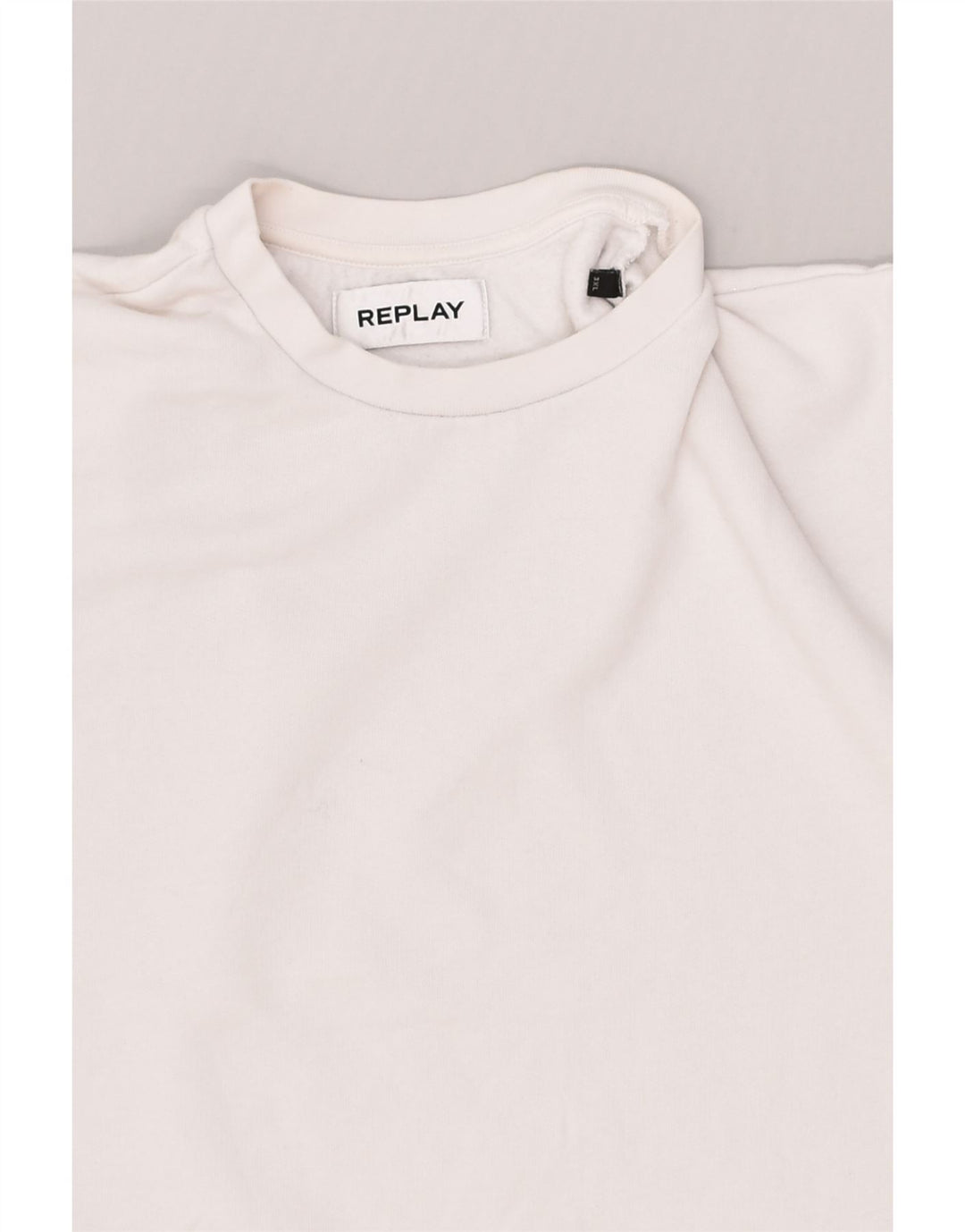 REPLAY Womens Graphic Sweatshirt Jumper UK 22 3XL White Cotton | Vintage Replay | Thrift | Second-Hand Replay | Used Clothing | Messina Hembry 