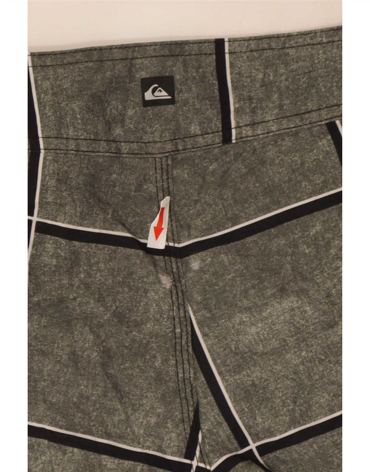 Quiksilver Mens Swimming Shorts Small  Grey Check Polyacrylic