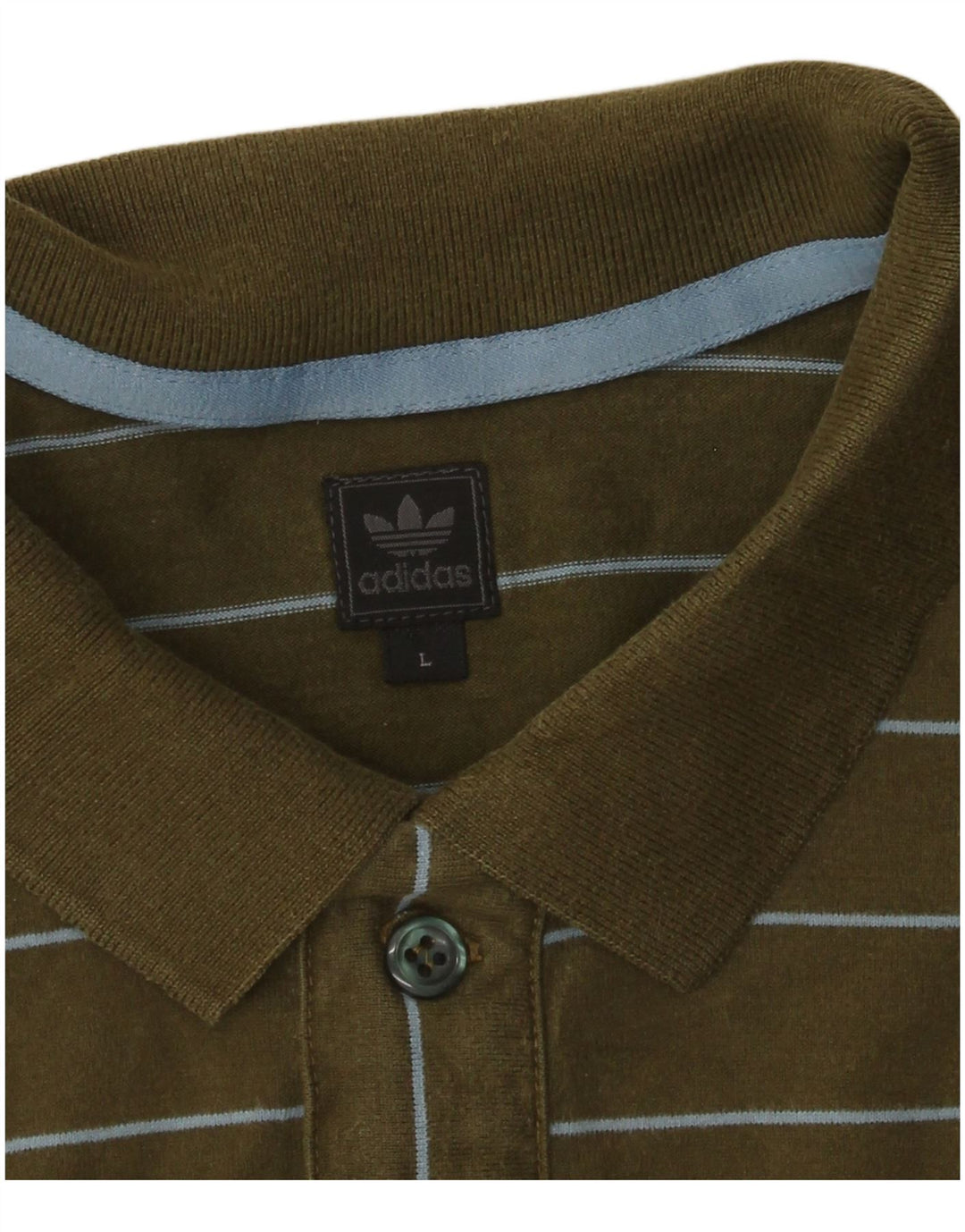 Adidas Mens Polo Shirt Large Khaki Striped