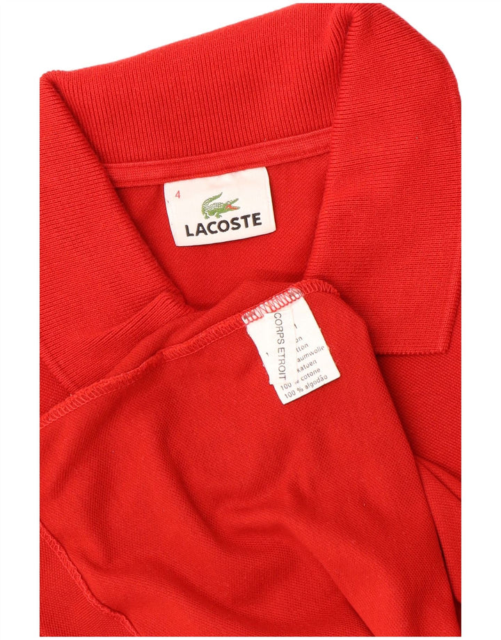 LACOSTE Mens Polo Shirt Size 4 Medium Red Cotton