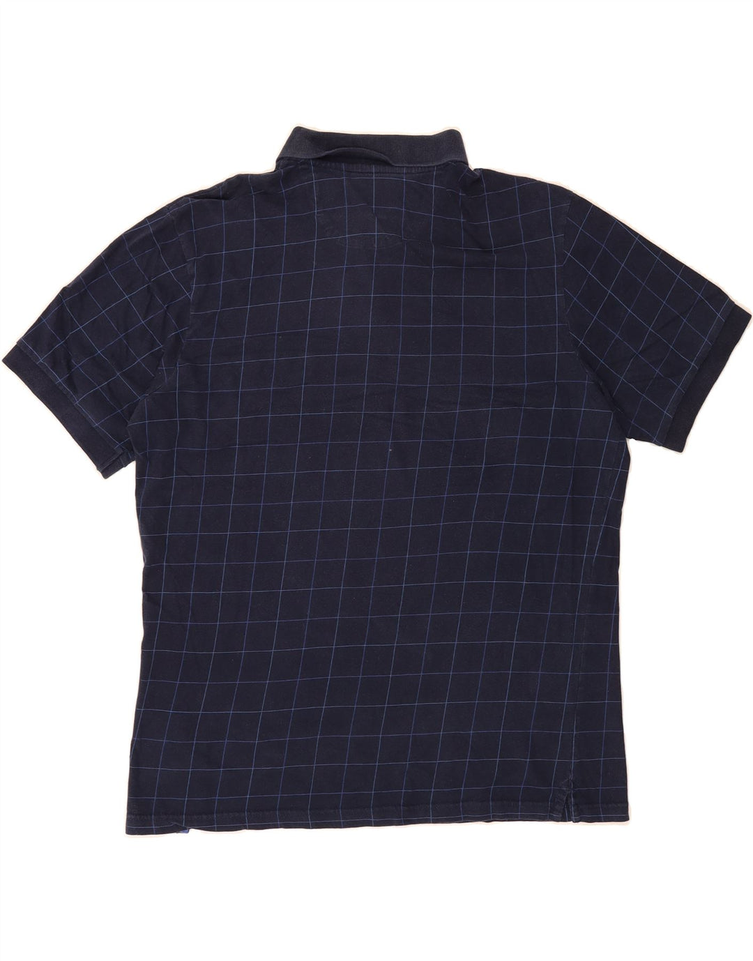 CHAPS Mens Polo Shirt Large Navy Blue Check Cotton Vintage Chaps and Second-Hand Chaps from Messina Hembry 