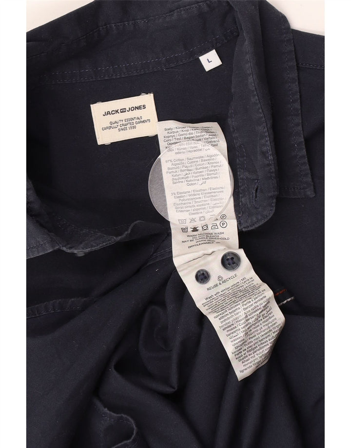 Camicia da uomo Jack & Jones grande in cotone blu navy