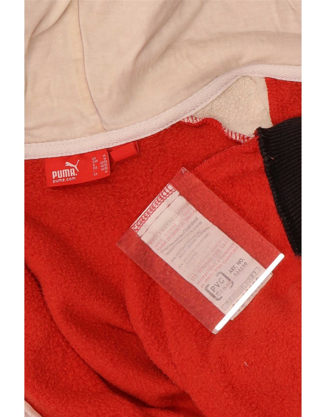 Puma Mens Zip Hoodie Sweater Medium Red Colourblock Cotton