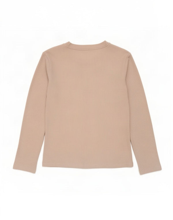 Zara Dame Top Langærmet UK 14 Medium Beige Polyester