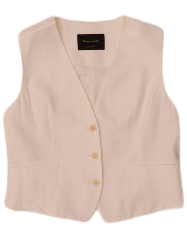 Massimo Dutti Damen Weste UK 12 Mittelweiße Baumwolle