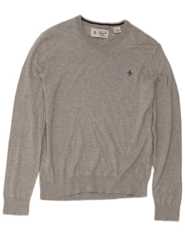 Penguin Herre V-hals sweater Medium Grå Bomuld