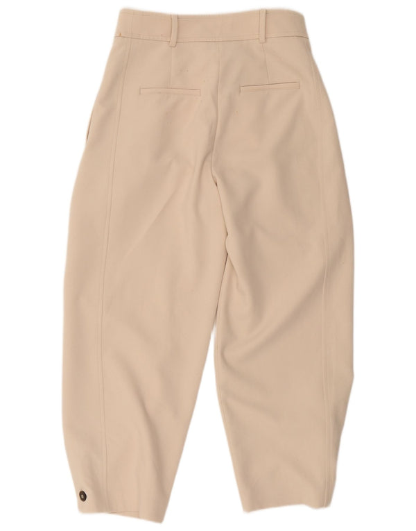Pantaloni tăiați pentru femei cu talie înaltă Zara Mediu L28 L25 Bej