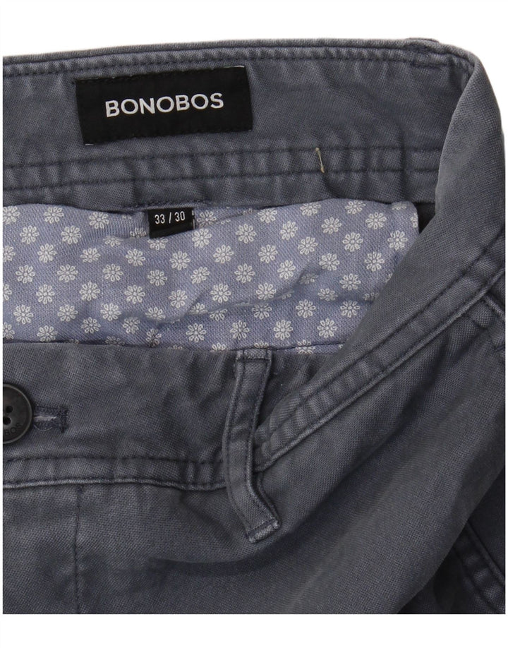BONOBOS Mens Slim Chino Trousers W33 L30 Grey Cotton