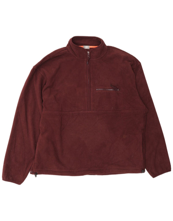 Gap Mens Zip Neck Fleece Jumper Large Burgundy Polyester