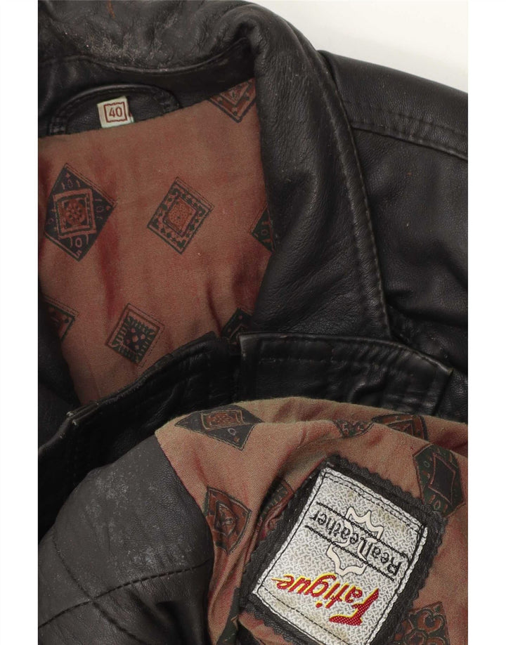 Fatigue Chaqueta de cuero para hombre Reino Unido 40 Grande Negro