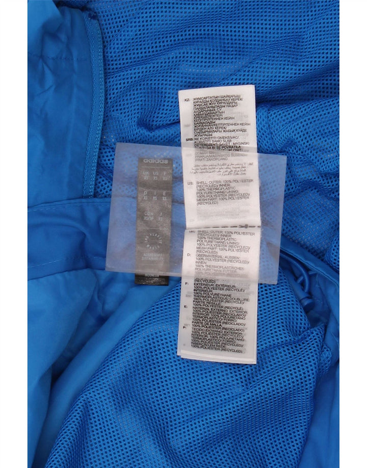 Adidas Mens Graphic Hooded Rain Jacket UK 34 XS Blue Polyester