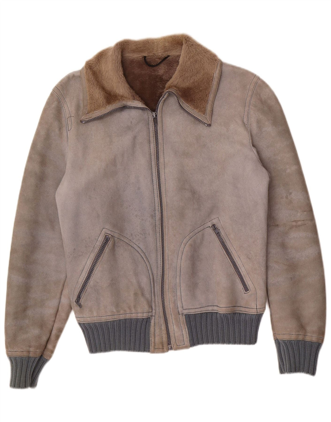 Jaqueta masculina VINTAGE Shearling IT 48 Shearling cinza médio