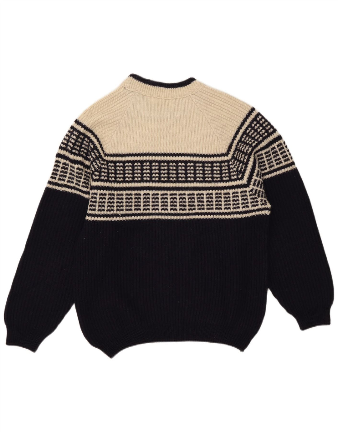 American System Mens Crew Neck Jumper Sweater Large Navy Blue Colourblock