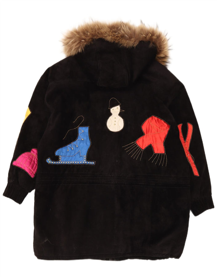 DINO' Z Womens Oversized Hooded Windbreaker Coat UK 14 Medium Black