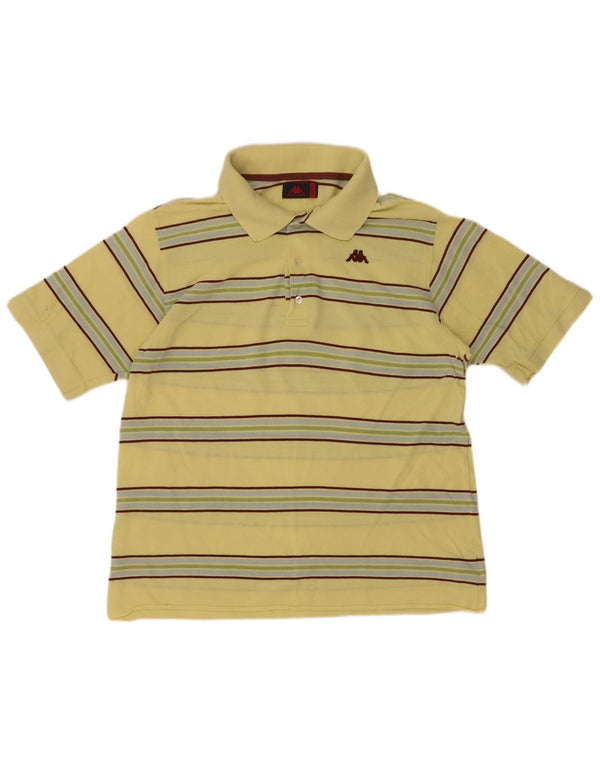 Kappa Boys Polo Shirt 15-16 Years Large Yellow Striped Cotton