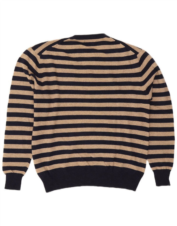 Kappa Mens V-Neck Jumper Sweater XL Beige Striped Wool