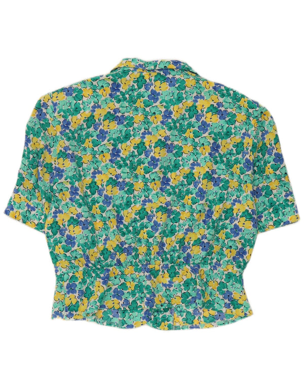 MARKWALD Womens Crop Short Sleeve Shirt Blouse IT 42 Medium Green Floral