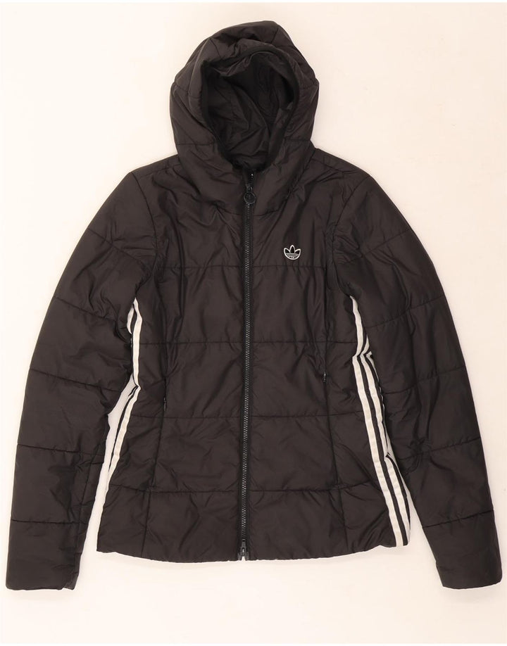 ADIDAS Polstret hættejakke til kvinder UK 10 Lille sort polyester