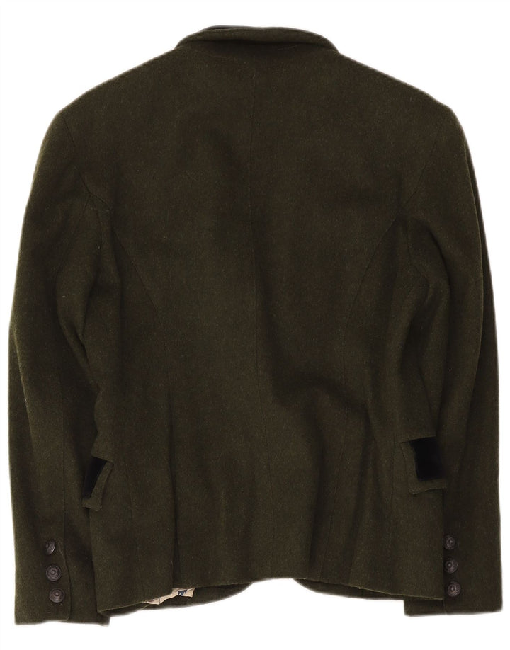 Blazer vintage pentru femei cu 1 nasture, UK 14, mare, kaki, color block