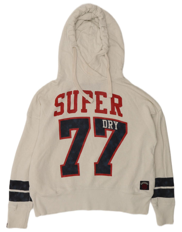Superdry Pull à capuche surdimensionné graphique pour femme UK 10 Petit coton blanc