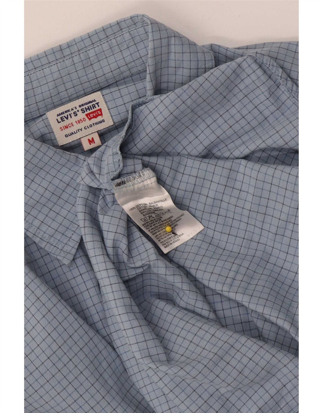 Мужская рубашка Levi's, хлопковая синяя клетка среднего размера